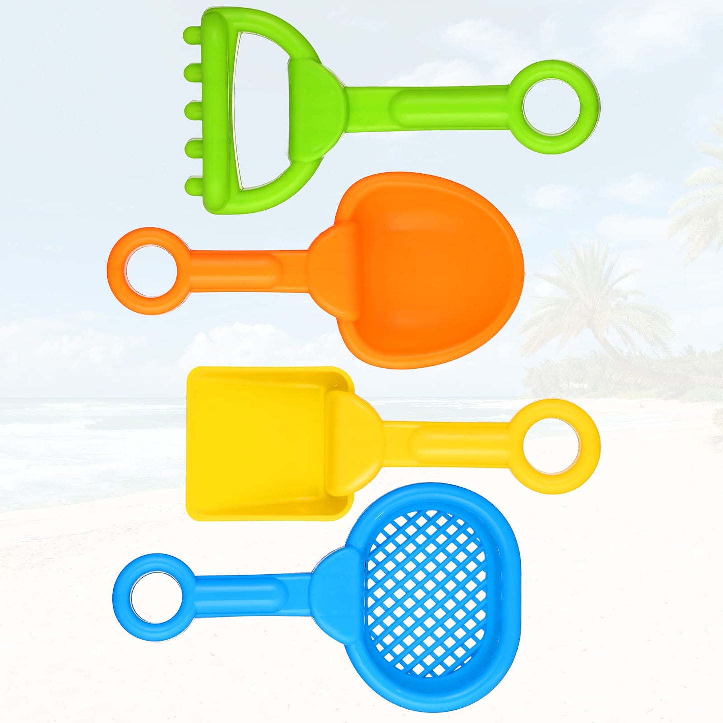 Skylety 8 Pieces Sand Shovels for Kids Colorful Plastic Rake Summer Beach Sand Sifter Shovel for Planting Digging Garden Tool Travel Beach Essentials