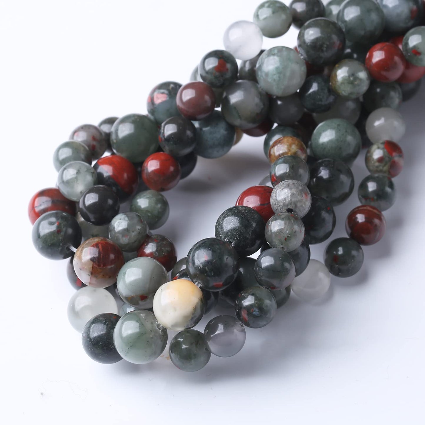 45PCS 8MM Natural African Bloodstone Stone Beads Energy Healing Beads for DIY Jewelry Bracelet Necklace Making for Jewelry Making15Inch