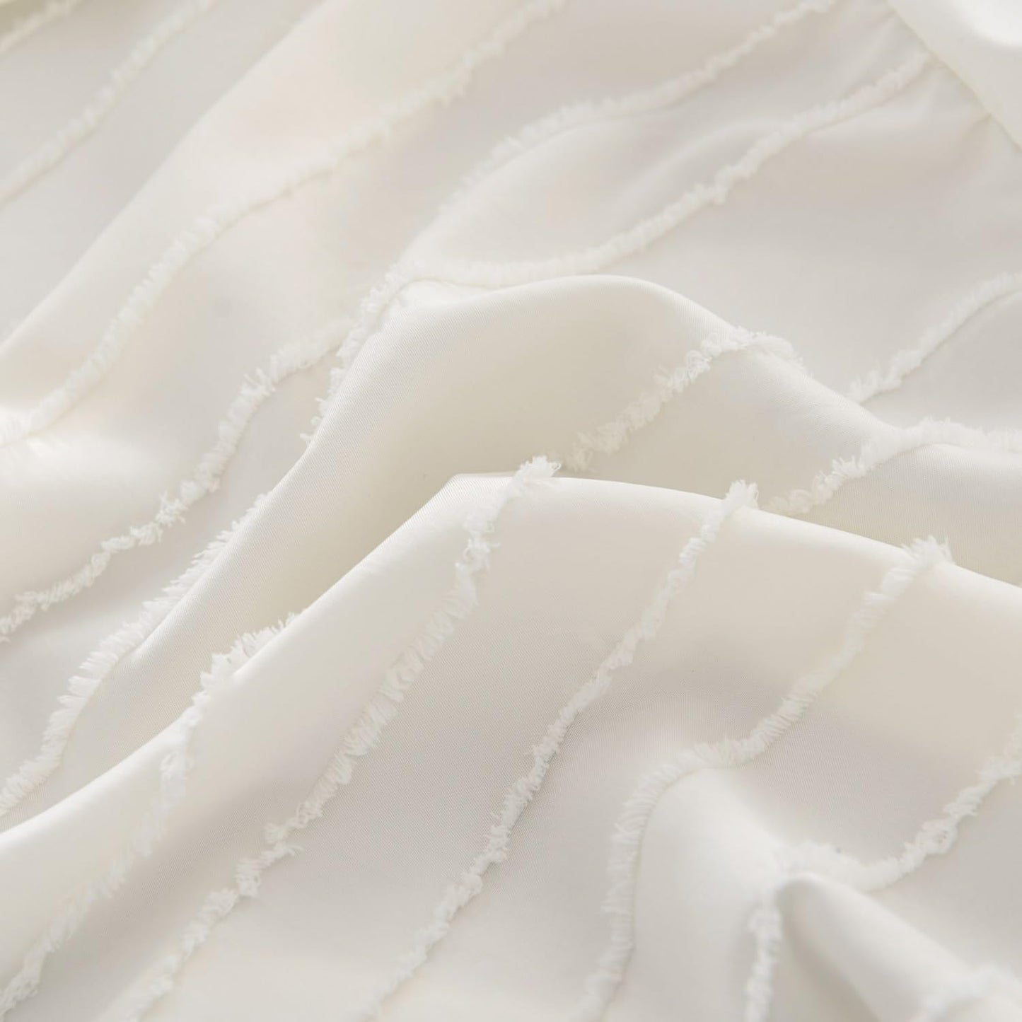 Bed Skirt Queen Size Ruffled Bed Skirts with Split Corners, 14 Inch Drop Dust Ruffle Bed Skirt with Platform, Tufted Boho Bed Skirting Queen Size, Striped, Ivory, 14" Queen