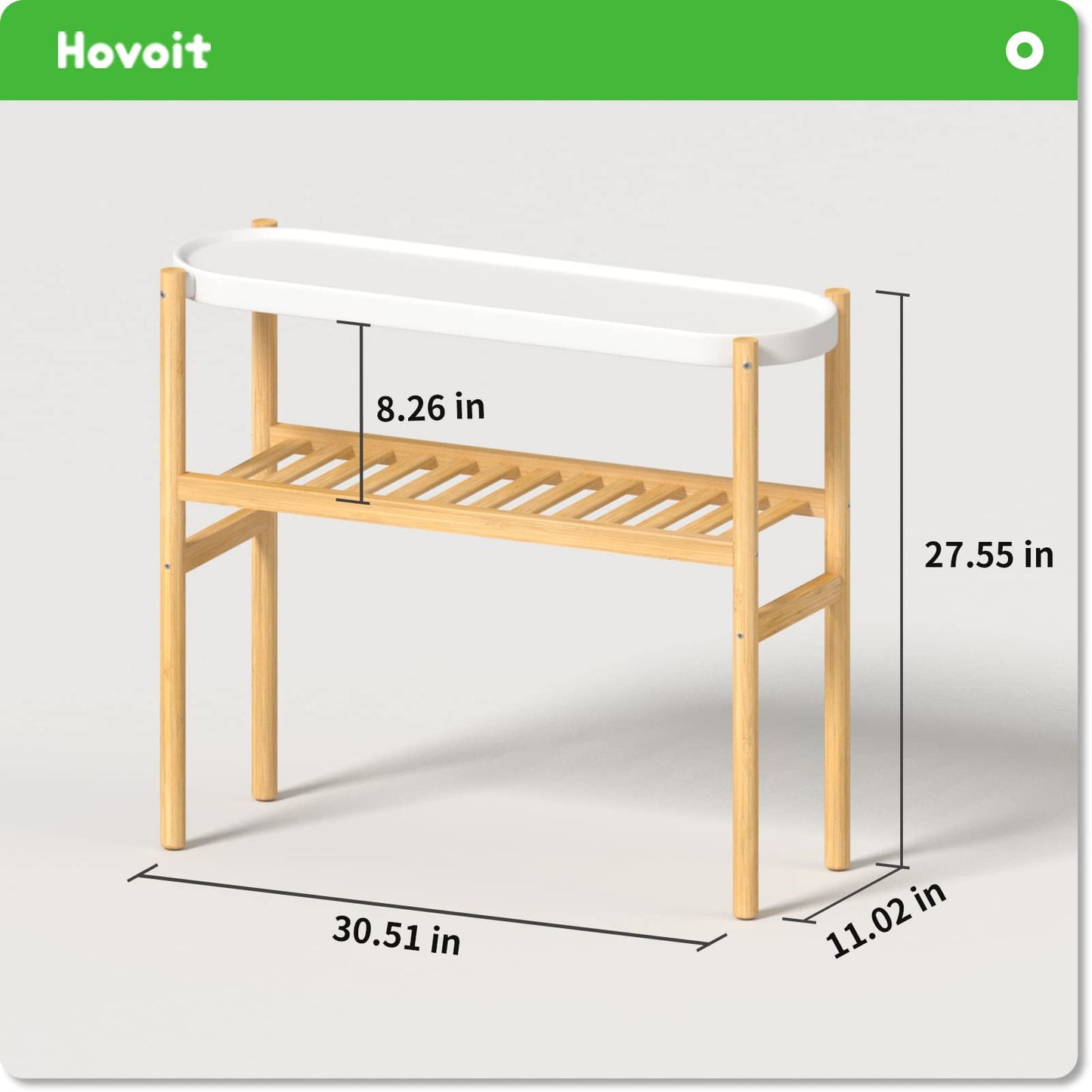 HoVoit Bamboo Plant Stands Indoor, 2 Tier Steel Tray Plant Table Tall Corner Multiple Plant Holder Display Rack for Outdoor Garden Home