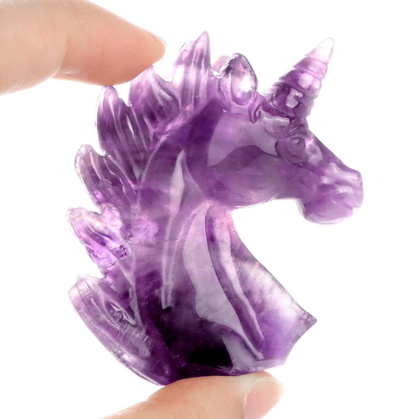 Artistone 3" Amethyst Crystal Unicorn Statue Hand Carved Gemstone Purple Unicorn Horse Stone Animal Carvings Collectible Figurine Reiki Meditation Desk Home Decor Gift