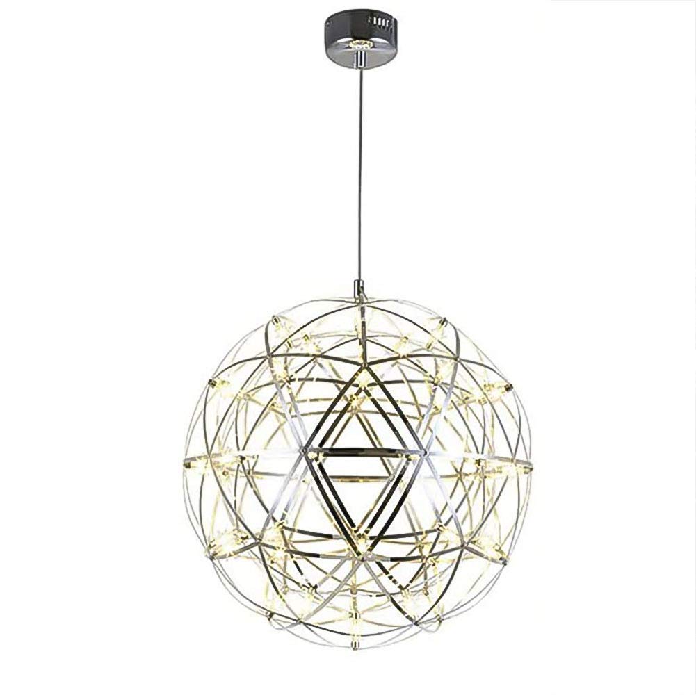 EUUDROBY Hanging Lamp with Led Light Source,Creative Stainless Steel Pendant Light,Adjustable Height Sparkle elier for Livingroom,Corridor,Balcony 42 Beads 30cm