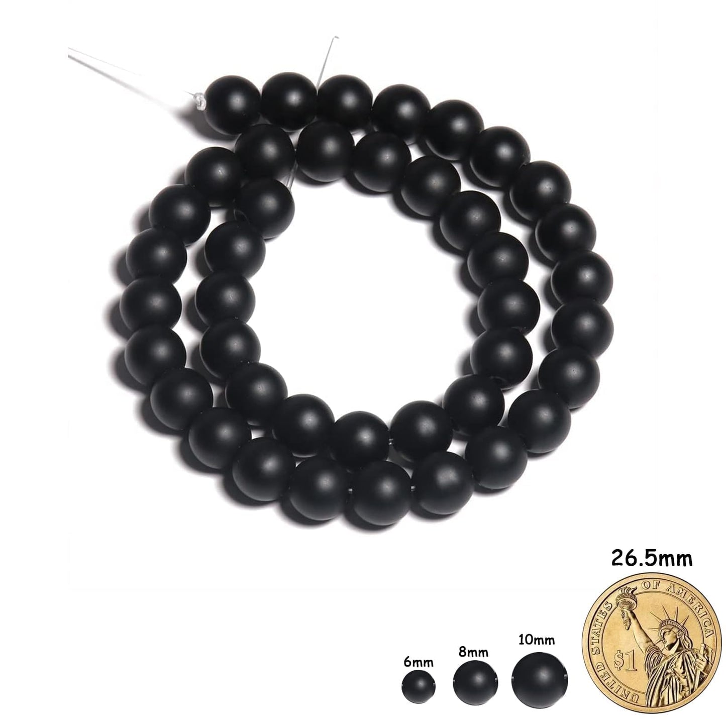 Yochus 45pcs Black Matte Onyx Agates Beads，8mm Healing Power Natural Stone Round Loose Beads for Jewelry Making Earring Necklace DIY Crafts