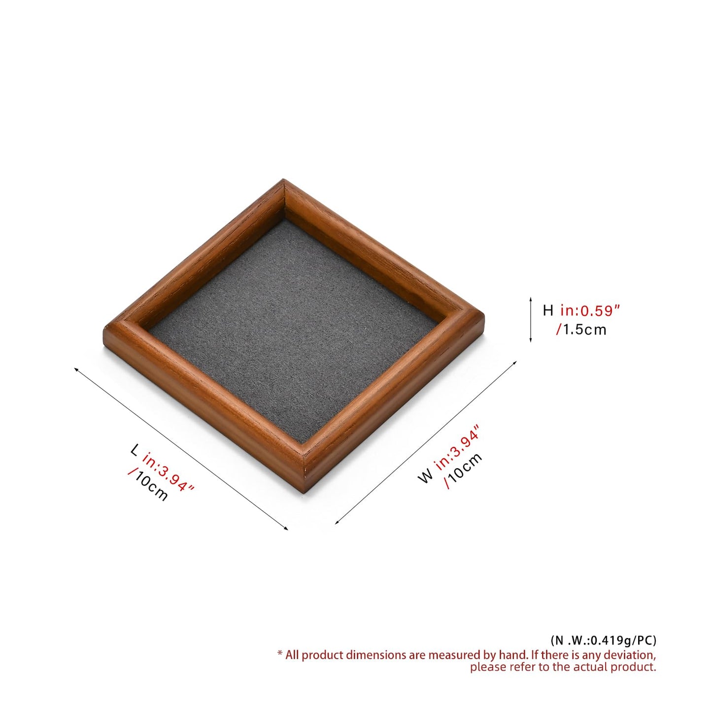Woodten Jewelry Display Tray for Ring Earrings Necklace Bangle Solid Wood Jewelry Dish Tray Catchall(XS,Grey)