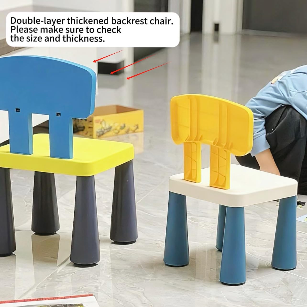 2Pcs Plastic Toddler Chair, Lightweight and Sturdy Kids Chair, Double-layer backrest Little Seat Chairs for Home, Kindergarten, Playroom, Lawn, Beach, Indoor or Outdoor Use for Girls Boys Age 3-7
