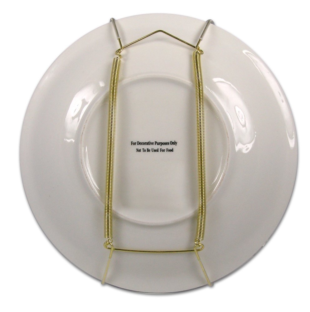 Creative Hobbies® Deluxe Plate Display Hangers, Spring Style - Assembled & Ready to Use - Holds 7 to 10 Inch Plates, Gold Wire Spring Type, Hanger Hooks & Nails Included - Pack of 3