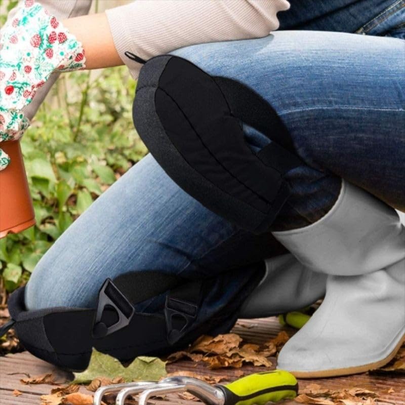Lightweight Work Knee Pads for Men and Women with EVA Foam Padding, Adjustable Straps and Easy-Fix Clips — Perfect for Gardening, Light Construction and Comfort Work (Black)
