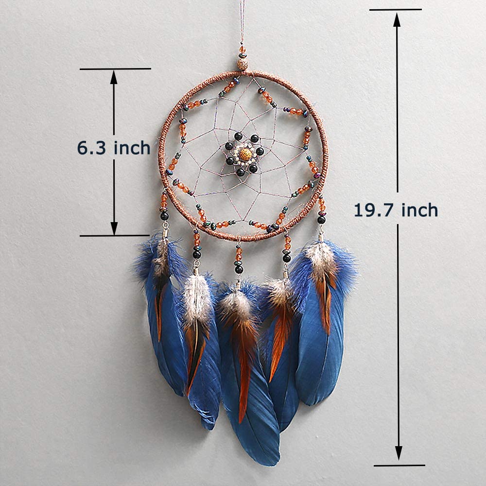 MOONFLY Dream Catcher Handmade Traditional Feather Dreamcatcher Hanging Home Wall Decoration Craft Ornament for Home, Bedroom, Kids, Boys Native American Style Décor (Star)