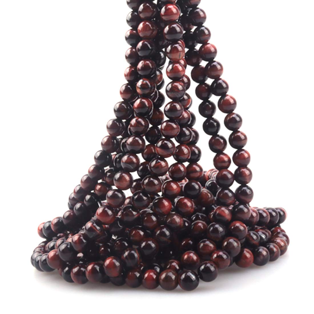 ICAI Beads 10mm Natural Red Tiger Eye Gemstone Round Loose Stone Beads for Jewelry Making DIY Crafts Design 1 Strand 15" APPR.34-36pcs