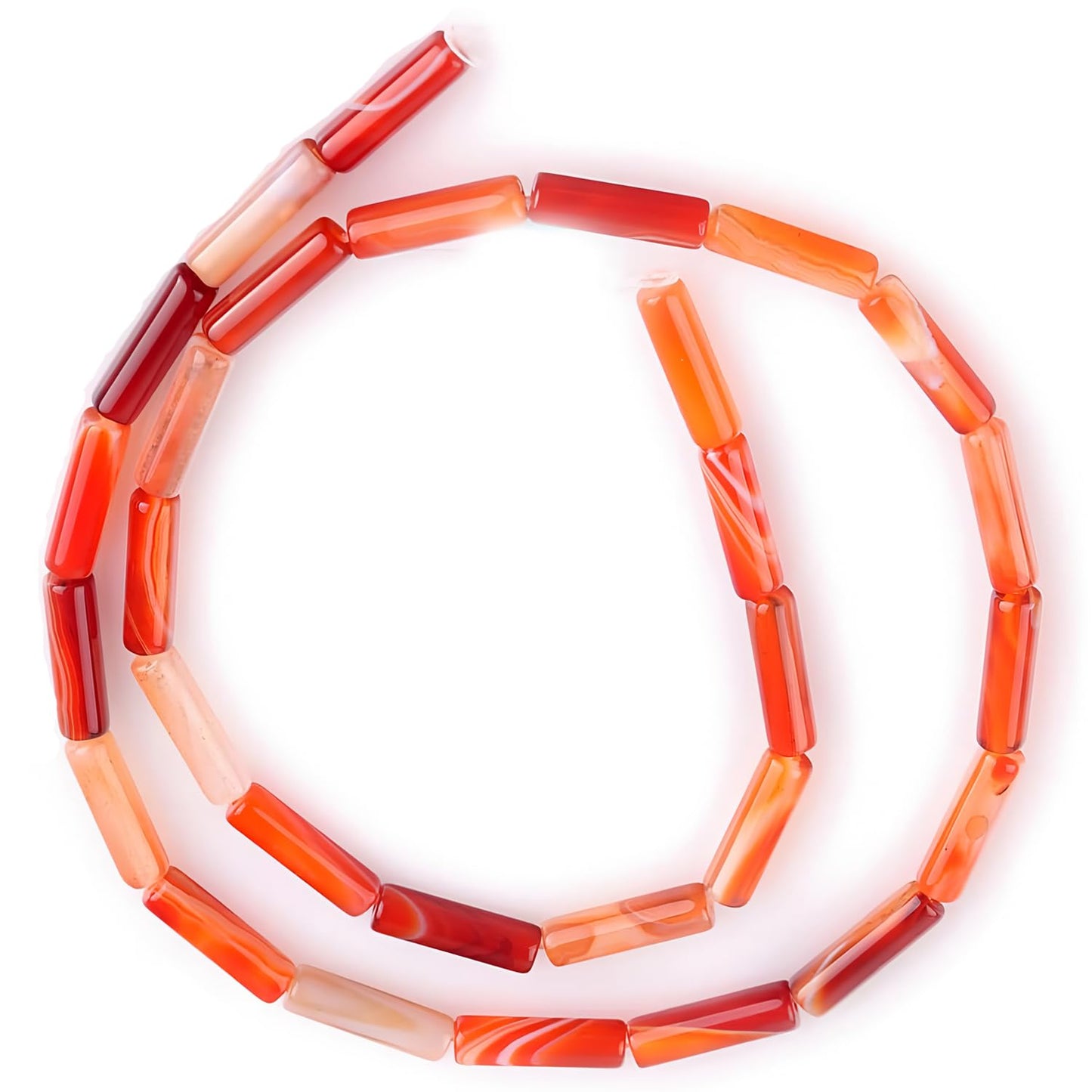 HAAMIIQII Natural Orange Red Carnelian Tube Beads 13x4mm Column Stone Cylinder Gemstone Loose Beads for Jewelry Making Strand 15 Inch (28-29pcs)