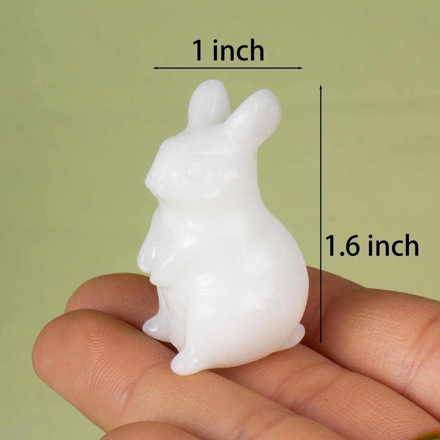 QLRSUXN White Jade Bunny Figurine,Hand-Carved Rabbit Statue for Home Decor,1.6" Healing Crystal Desk Ornament,Easter Gift for Women Men,Lucky Feng Shui Charm for Office,Cute Animal Spirit Totem