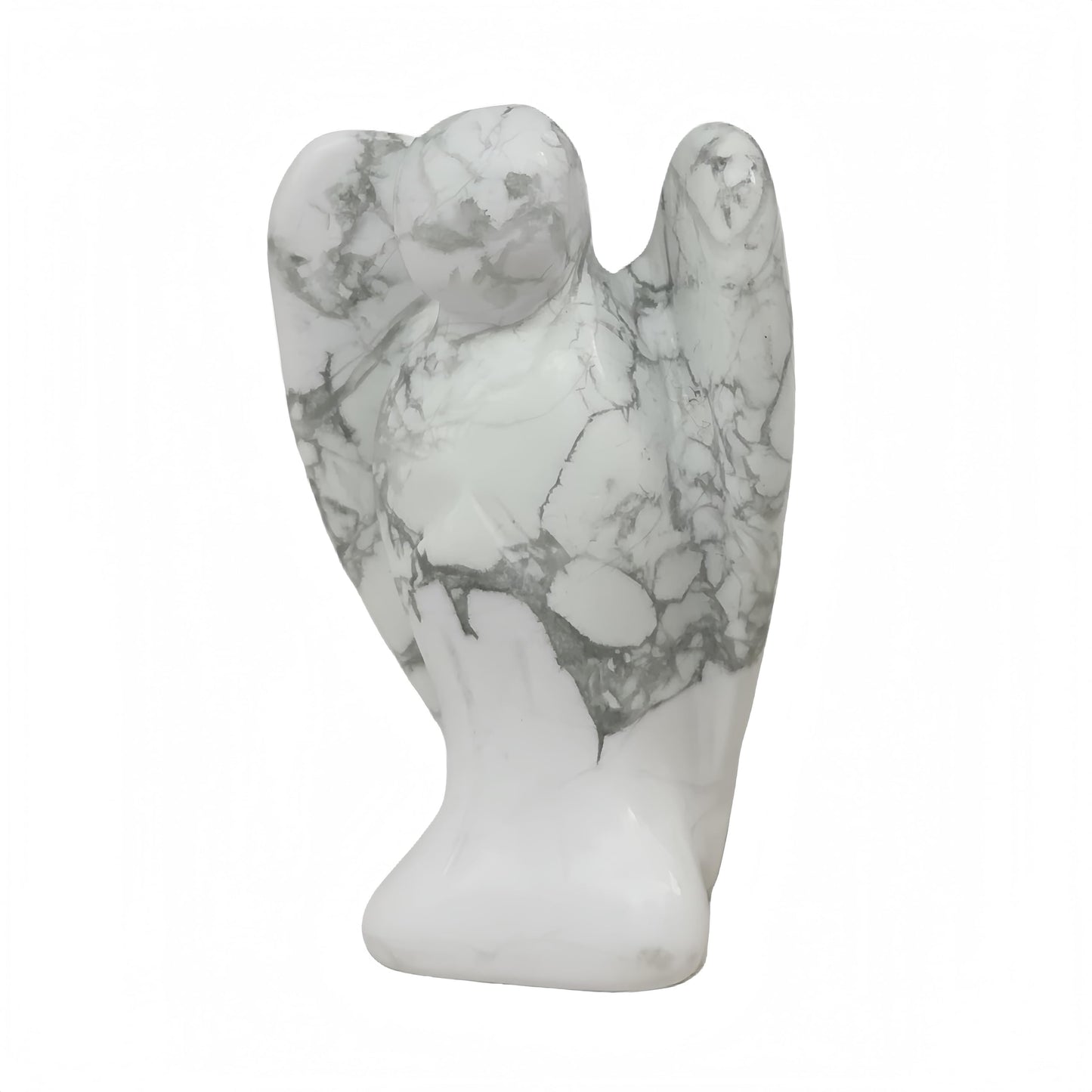 Afucats Natural White Howlite Turquoise Healing Guardian Angel Indoor Decorative Stone,1.5 Inches Carving Pocket Palm Statue,Gift for Her Christmas Décor
