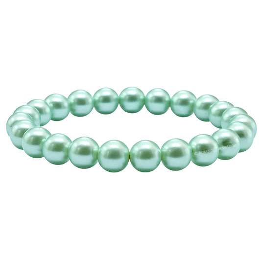 Amazing Gemstone Crystal Bracelet for Women Men's Gifts - Protection Healing Crystal Bracelet - 8mm Gemstone Beaded Stretchable Bracelet Pulseras Para Hombres Mujer Stocking Stuffers Mothers Day Gift (Pistachio Pearl)