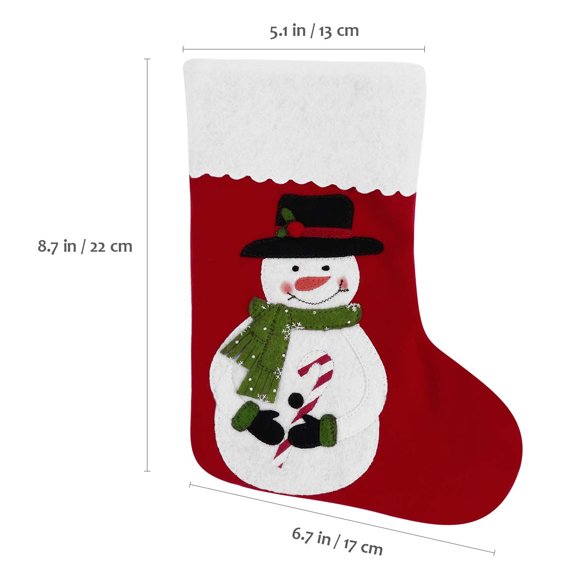 Christmas Holiday Stockings Christmas Hanging Bags 6PCS Red Felt Xmas Tree Decorations Santa Snowman Reindeer Treat Bag