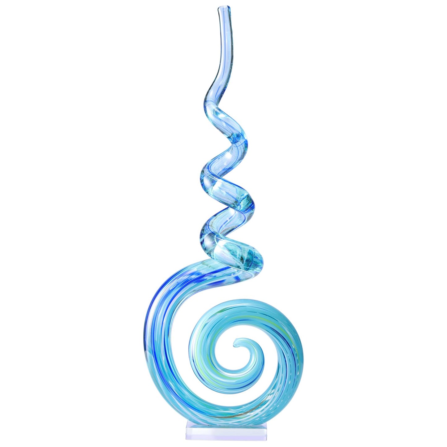 15" Tall Hand-Blown Murano-Style Glass Sculpture Statues Art Ornament Statue Figurines Home Decor Accent Piece Coastal Ocean Nautical Home Decor,Shelf,TV Stand,Tabletop Centerpieces,Wonderful Gift