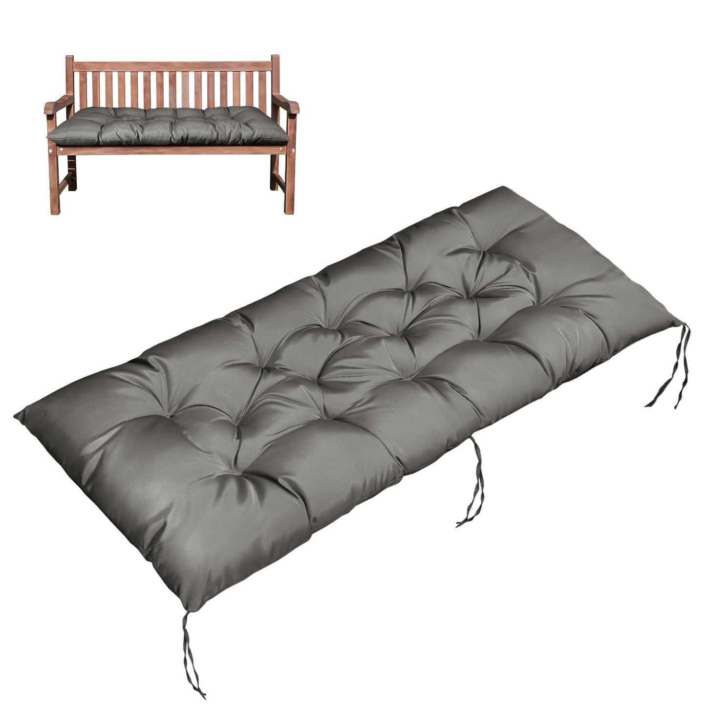 Gnostik Bench Cushion for Indoor/Outdoor Furniture, 48x20 Inch, Dark Grey Water-Repellent Long Bench Seat Pads for Garden, Porch Swing