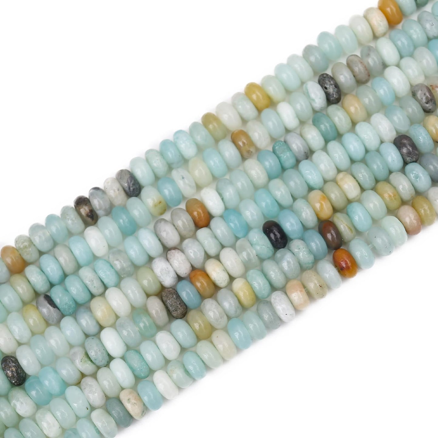 BONNY BOXX 1 Strand (150PCs) Natural 2 * 4mm Amazonite Rondelle Beads, Natural Abacus Disk Stone Beads Loose Spacer Gemstone for DIY Bracelet Necklace Jewelry Making