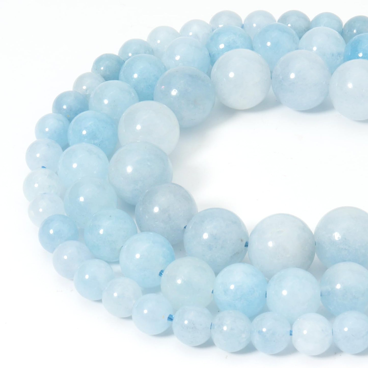 Siomia 60pcs 6mm Natural Blue Aquamarine Gemstone Beads Energy Healing Crystal Round Loose Stone Beads for Jewelry Making, DIY Bracelets Necklaces