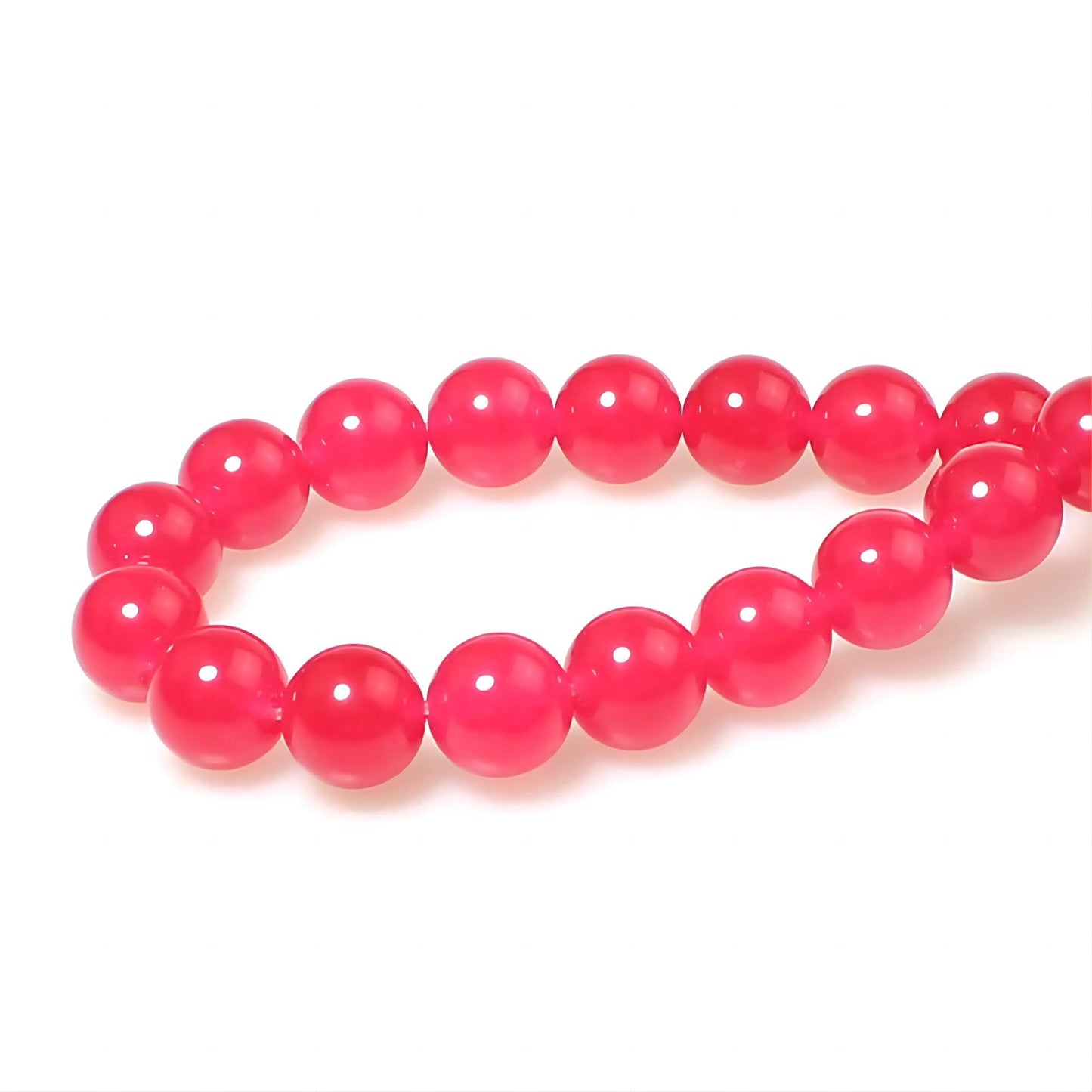 MJDCB Stone Beads 8mm 43pcs Round Light Rose Red Jade Loose Gemstone Bead Charms for Jewelry Making Bracelet Necklace Earring Pendant