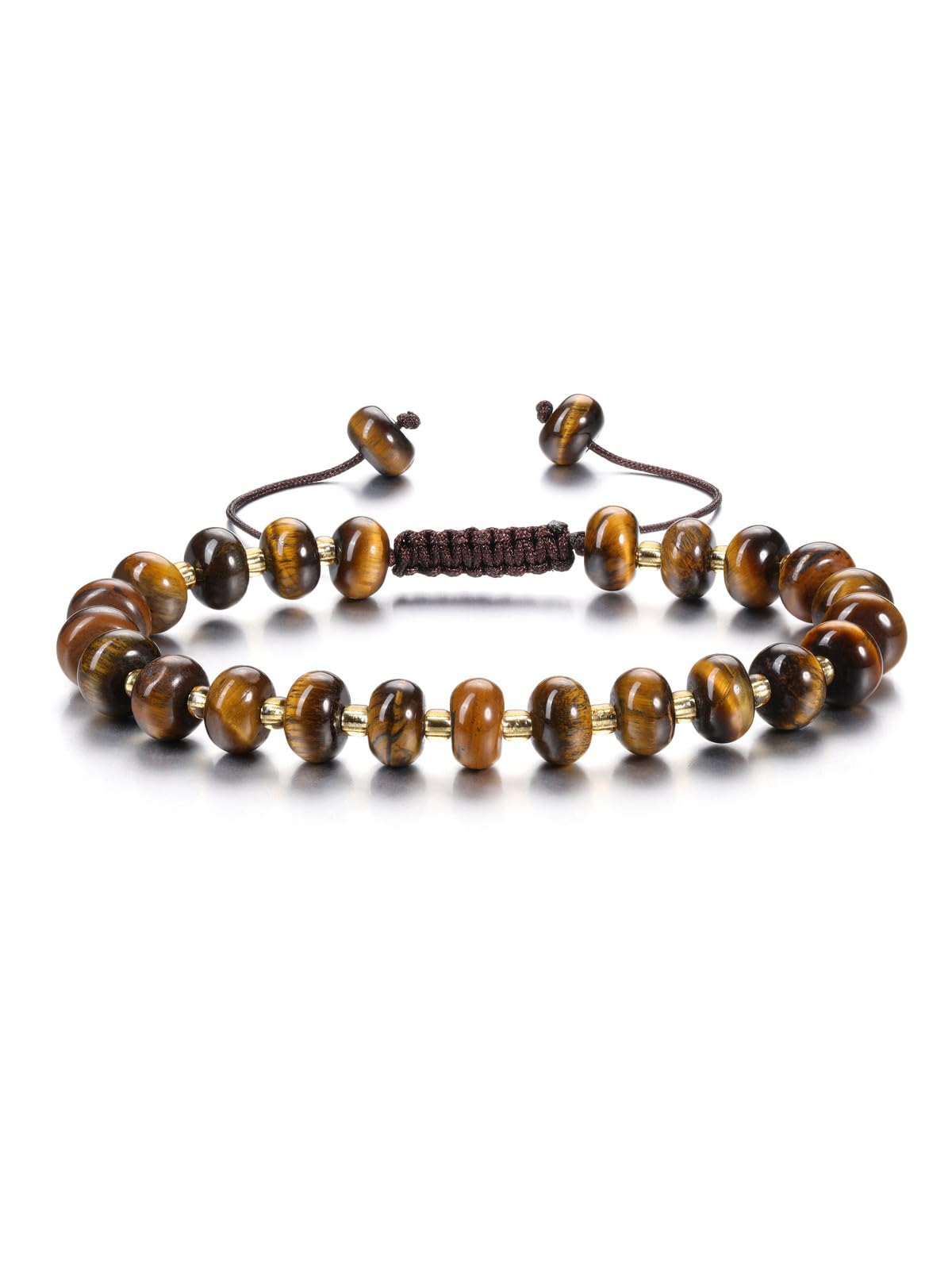 PESOENTH Tiger Eye Bracelet Women,Healing Crystal Natural Stone Brown Beaded Bracelets Tigers Eye Gemstone jewelry Gifts for Women Ladies