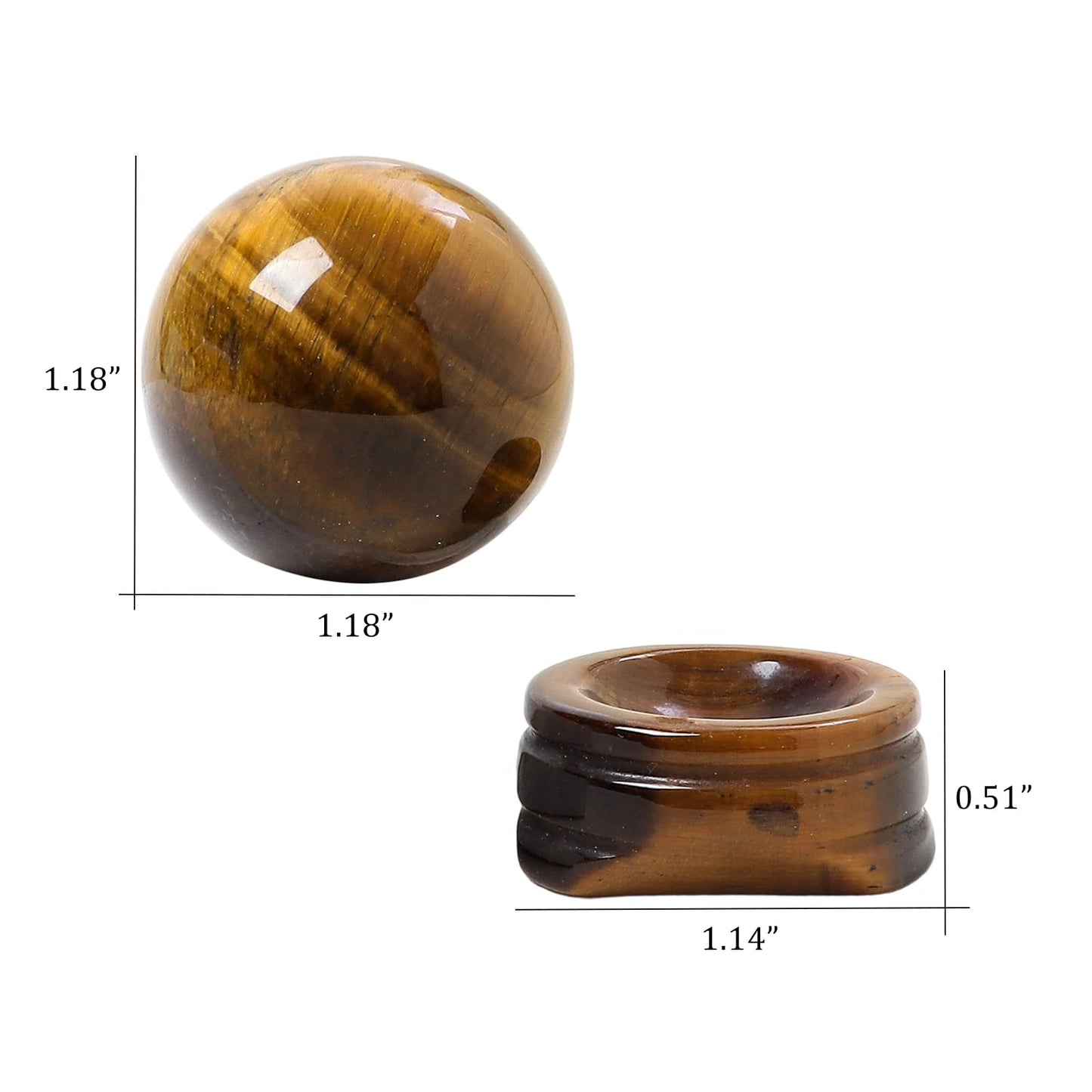 Casaper Natural Tiger's Eye Ball with Stone Stand, Healing Crystal Sphere for Home Fengshui Yoga Meditation, Reiki Energy Balancing 1.18”(30mm)