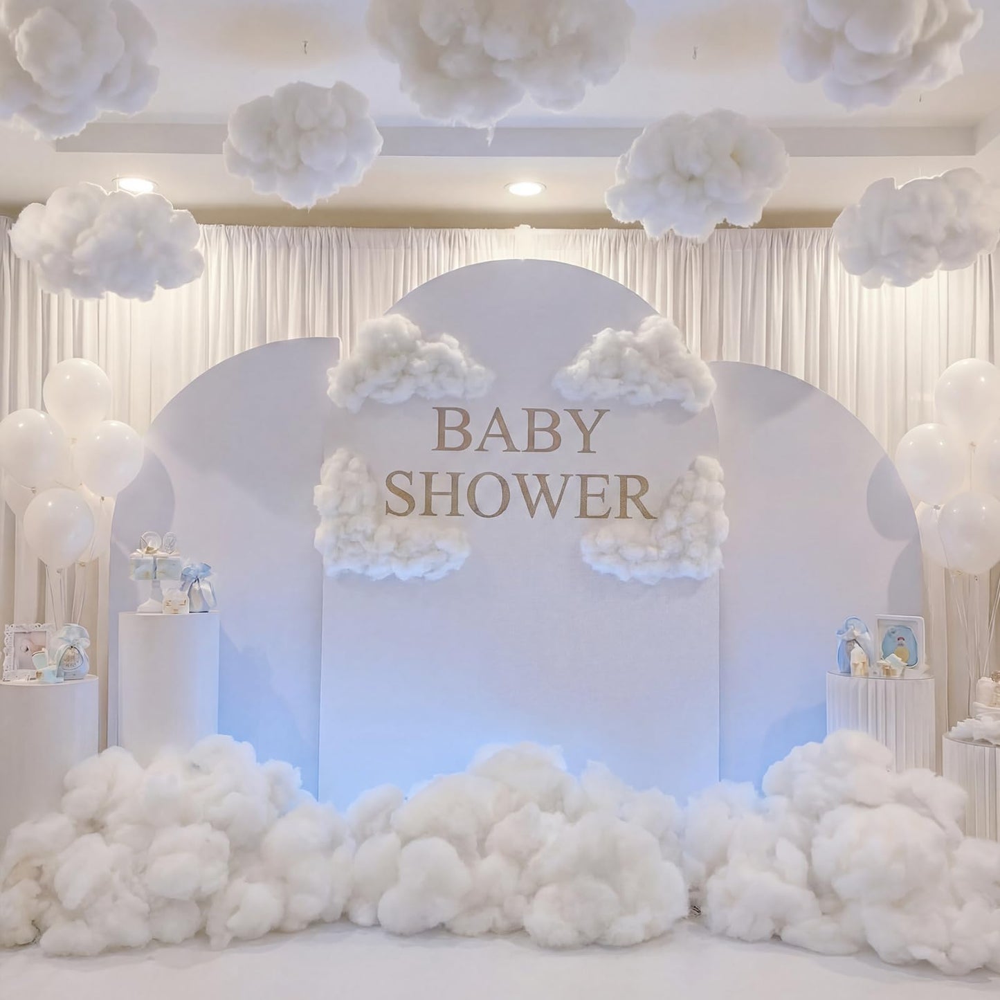 Shappy 141.10 Ounce/ 4000 g Christmas Fake Clouds Snow Decoration Artificial White Cloud Fiber Faux Fluffy Snow Indoor Soft Artificial Fake White Cotton Winter Craft Decor Xmas Tree Village Displays