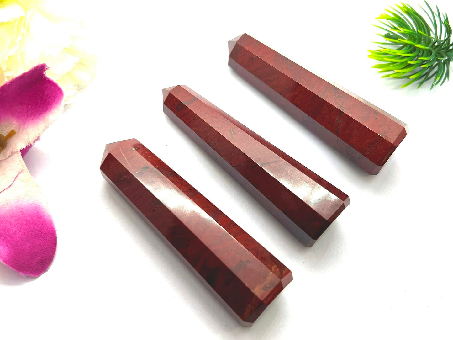 WholesaleGemShop 3 Inch (70 mm) Gemstones Red Jasper Obelisk Tower Jumbo Facet Aura Rock Crystal Natural Polished Earth Wand Spirit
