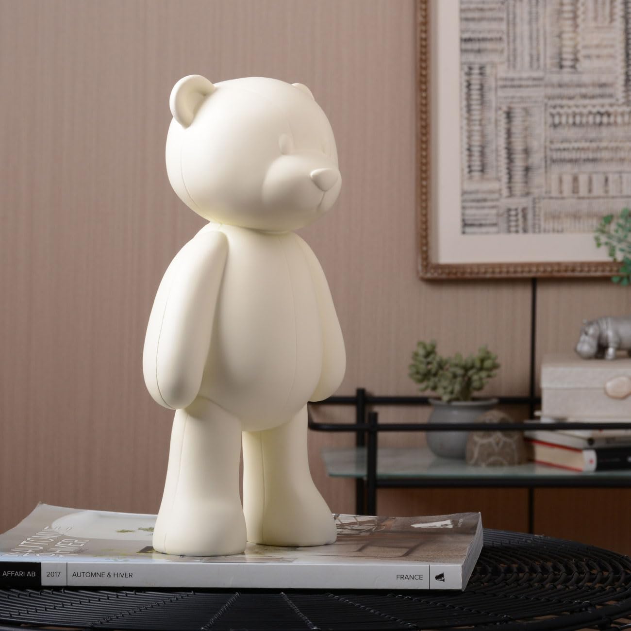 NENBOLEC Bear Sculpture Statue Animal Figurine Gift Home Decor Modern Art for Living Room Bedroom Polyresin White 12 Inch