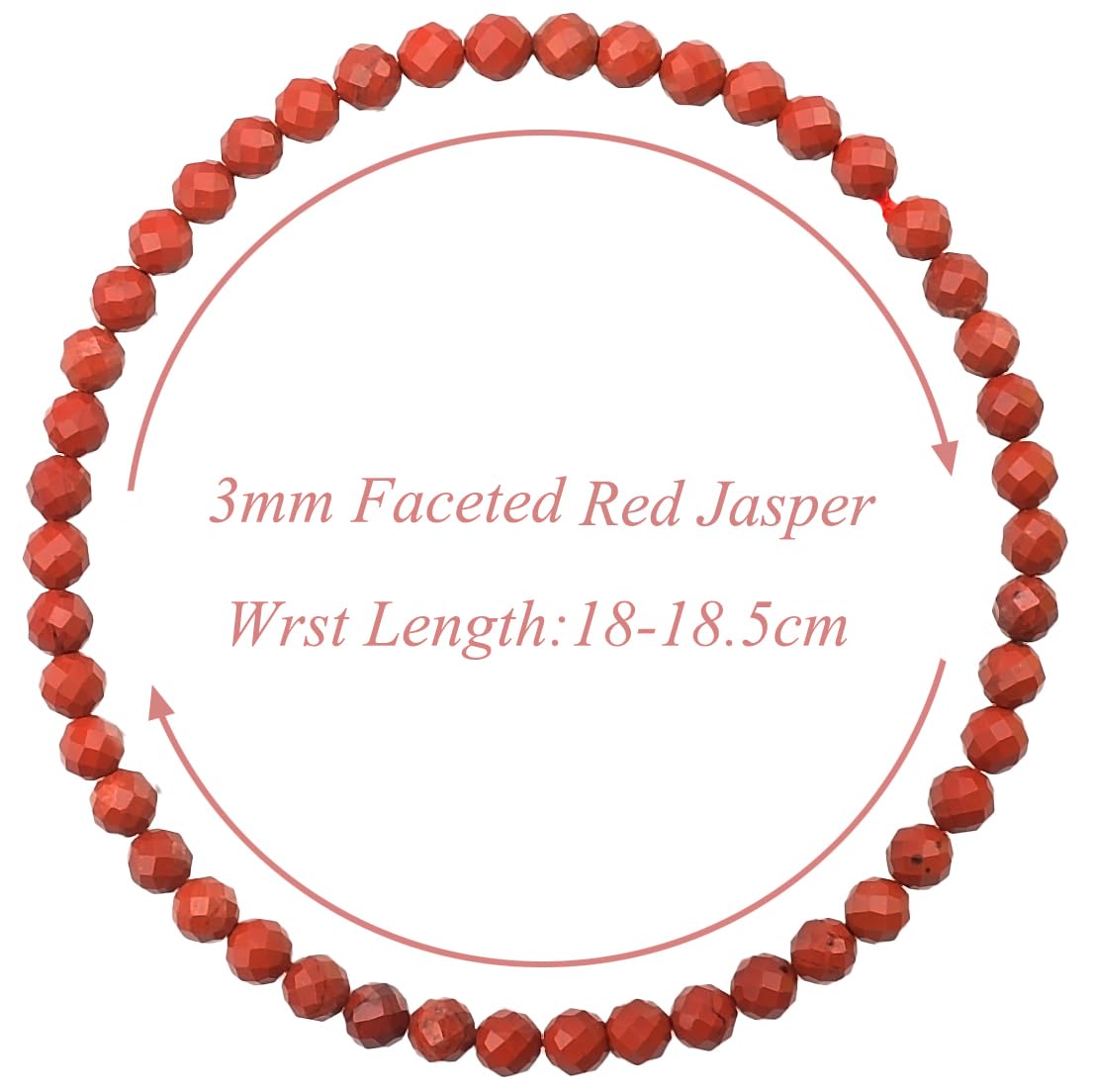 MASSIVE BEADS Natural Genuine Gemstone Beads Healing Crystal Chakra Reiki Jewelry Faceted Round Beads Bracelets (Red Jasper, 3mm)