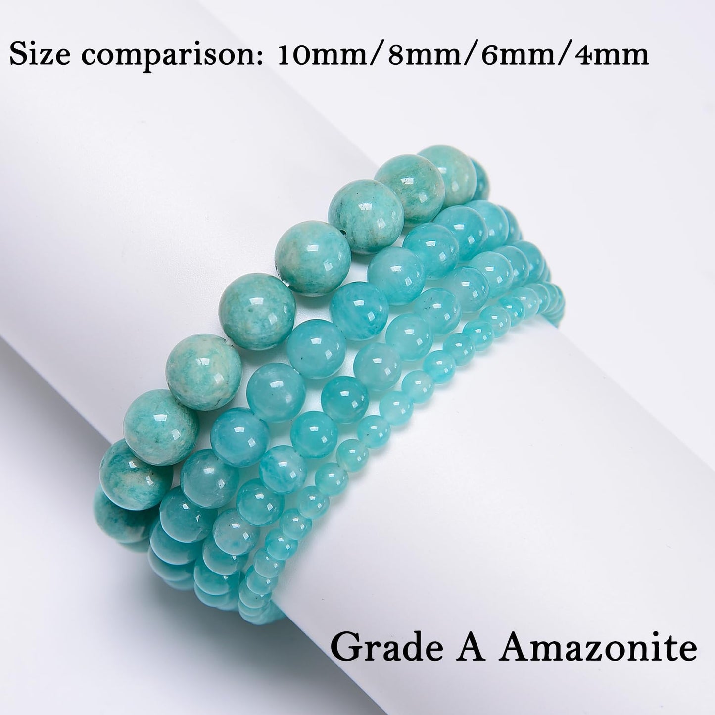 CHCCOYE 4mm Natural Healing Gemstone Bracelet Handmade Yoga Stretch Elastic Bracelet Stress Relief Crystal Jewelry for Men and Women (4mm Grade A Amazonite)