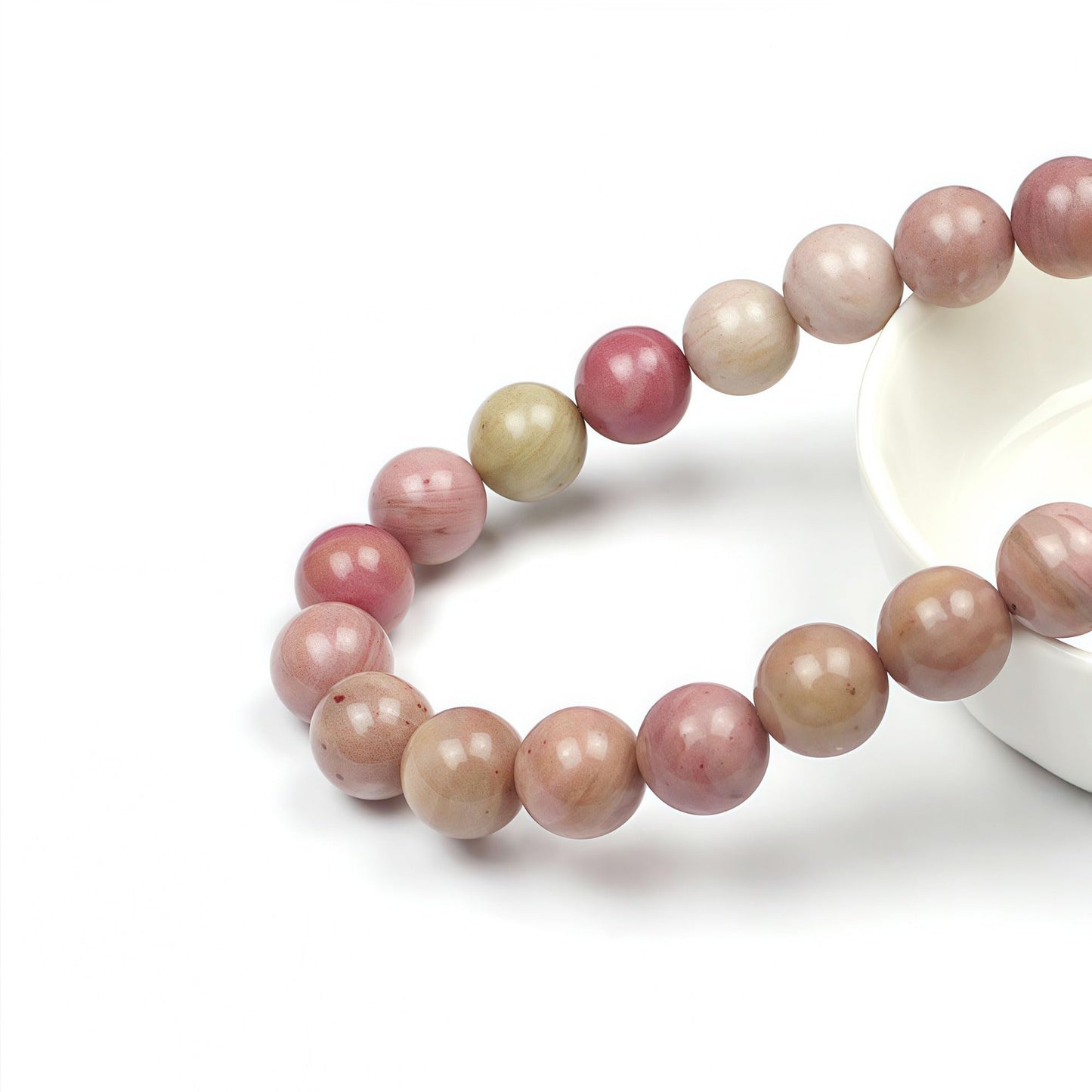 MJDCB Natural Red Stripes Rhodonite Round Stone Beads for Jewelry Making DIY Bracelet Necklace (8mm)