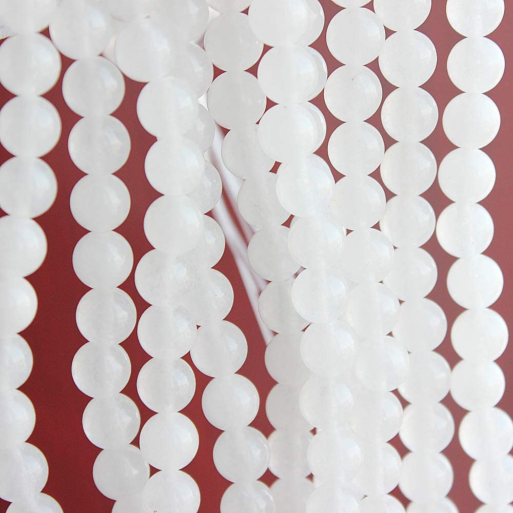 MJDCB Beads for Energy Bracelets Yoga Bracelet DIY Bracelet Natural Stone Beads White Jade 45 Pieces, 8mm