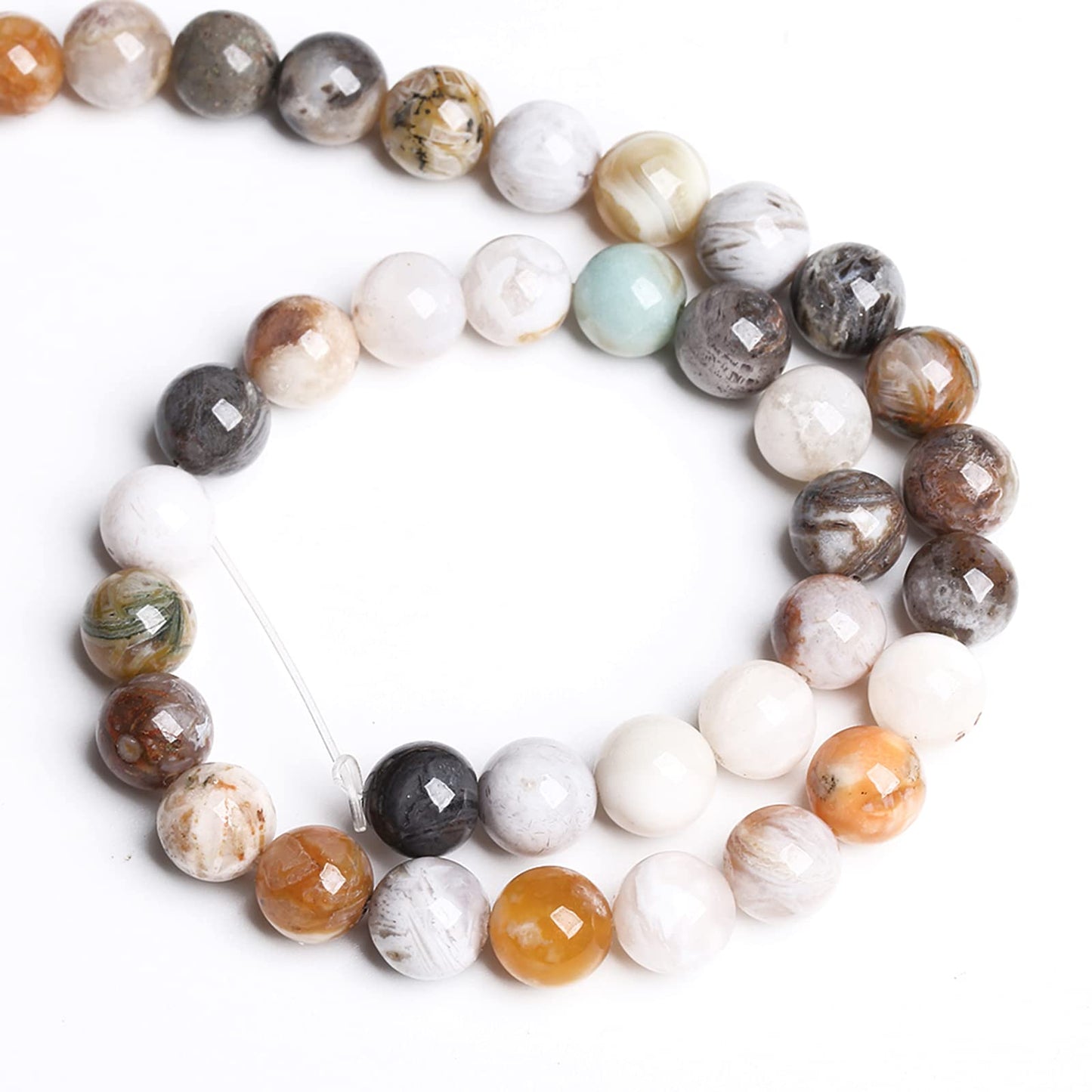 6MM 60PCS Natural Stone Bamboo Leaf Agate Loose Beads for Jewelry Making DIY Bracelet Necklace