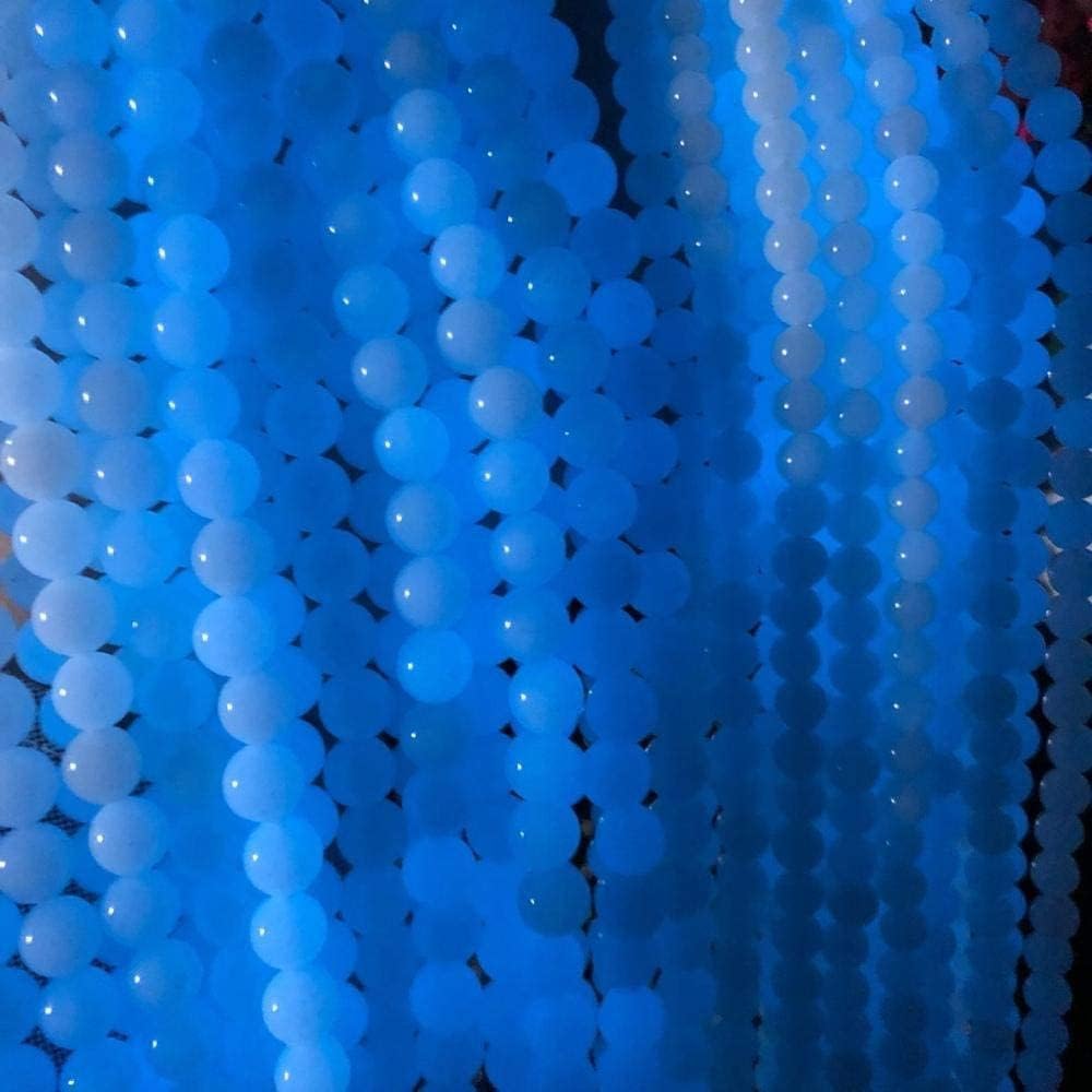 Yochus 60pcs Blue Luminous Beads，6mm Glow in The Dark Natural Stone Round Loose Beads for Jewelry Making Earring Necklace DIY Crafts