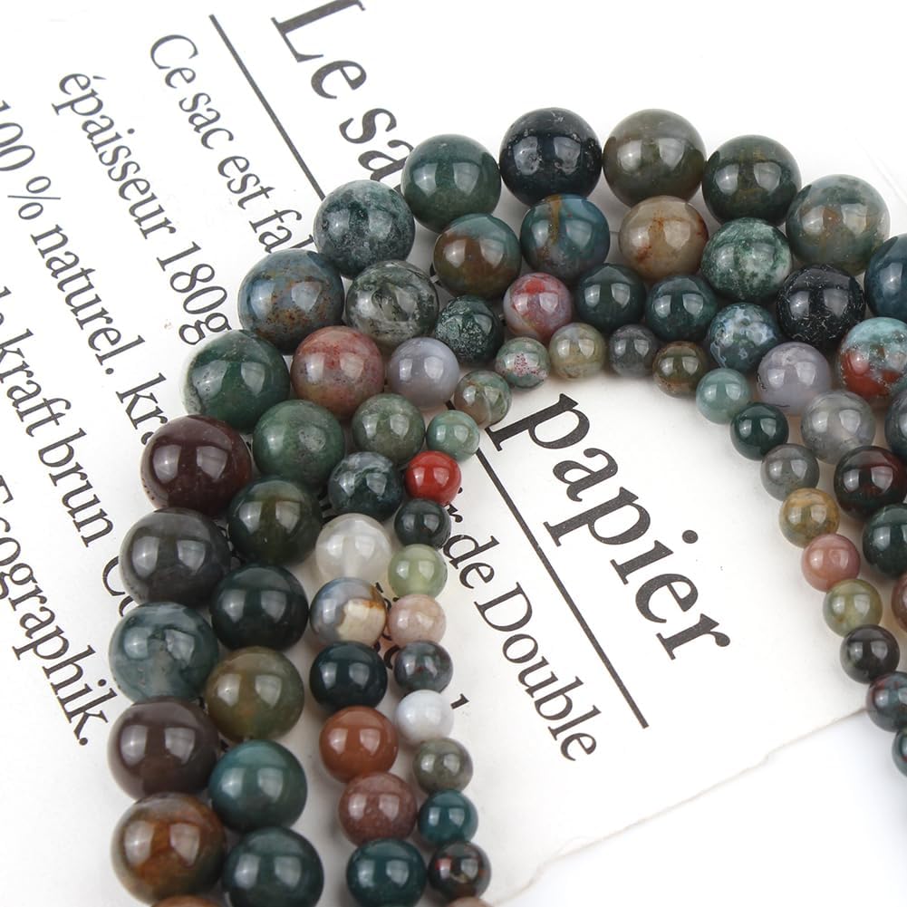 About 45pcs 8mm Natural Stone Beads Indian Agate Beads Energy Crystal Healing Power Gemstone for Jewelry Making, DIY Bracelet Necklace