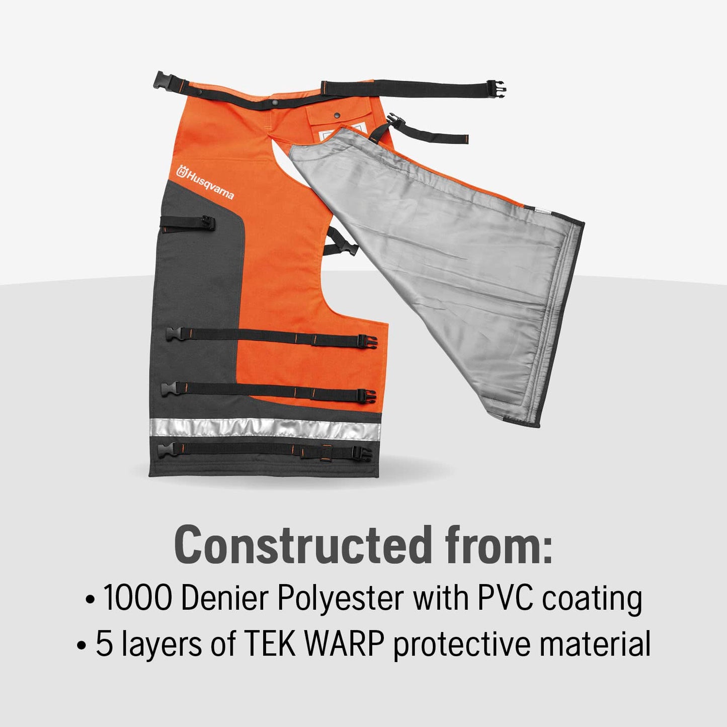 Husqvarna Technical Apron Wrap Chainsaw Chaps 40- to 42-Inch, Chainsaw Safety Equipment with 5 Layers, Adjustable Belt and Gear Pocket, Orange