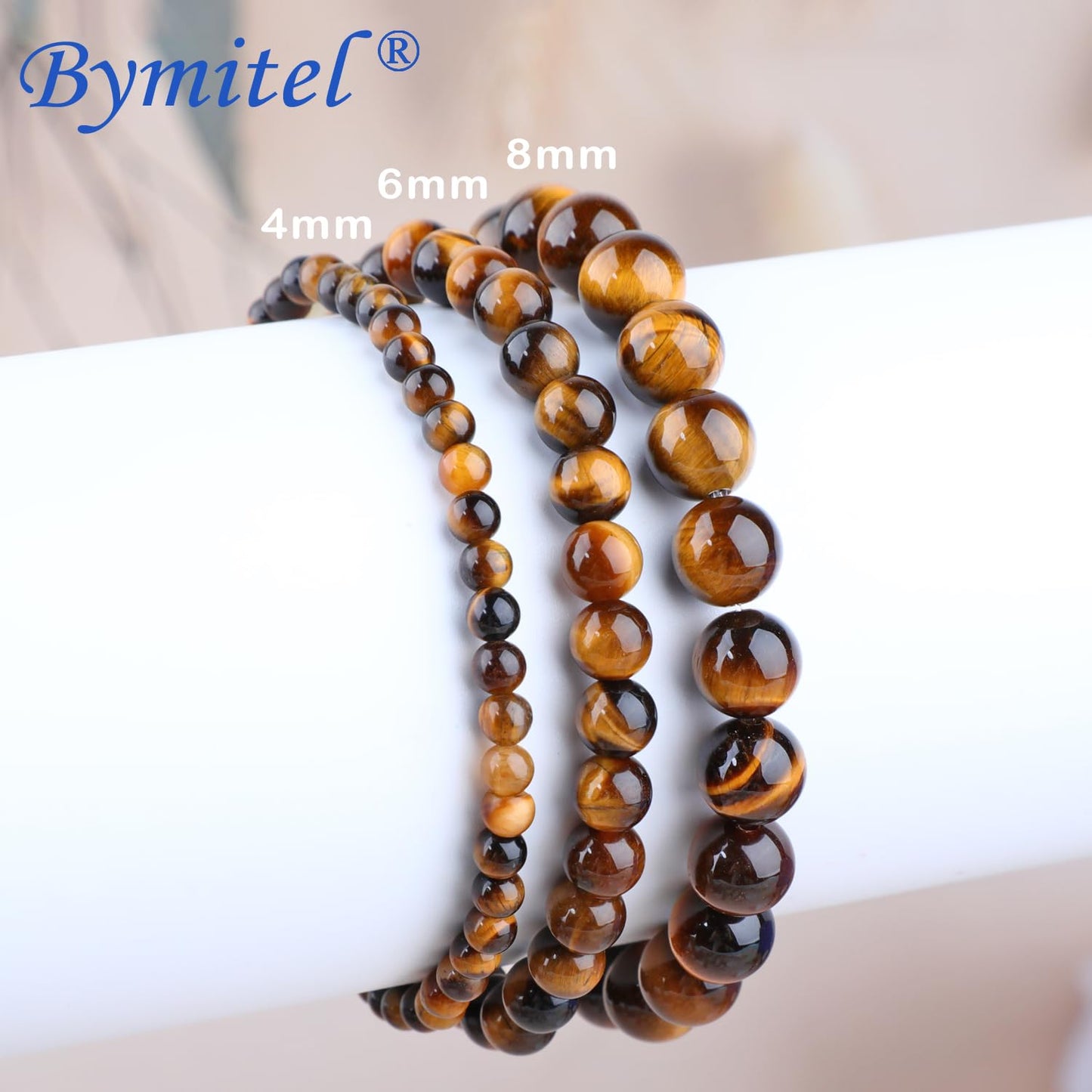 Bymitel 4mm Yellow Tiger's Eye - Handmade Reiki Gemstone Stretch Bracelet, Natural Beauty & Spiritual Essence, Crystal Healing for Unisex Adults