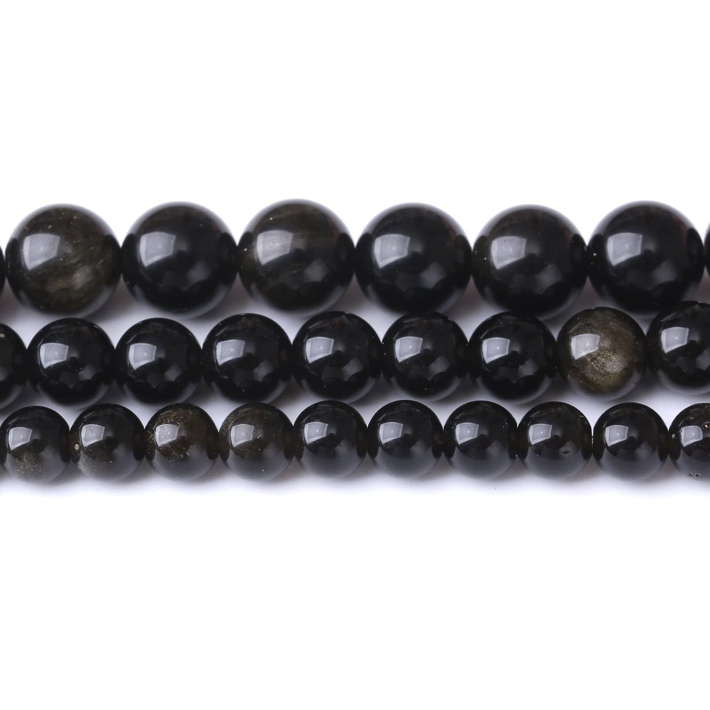 45PCS 8MM Natural Black Golden Obsidian Stone Beads Energy Healing Beads for DIY Jewelry Bracelet Necklace Making for Jewelry Making15Inch