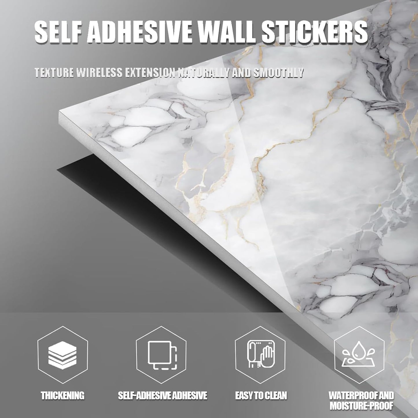 10pcs Marble Peel and Stick Waterproof Wall Panels,Heat-Resistant Backsplash Tile, 23.6"x11.8" PVC Foam Wall Sticker for Kitchen,Living Rooms,TV Walls,White and Gray (Not Real Tile 19.4Sq. Ft.)