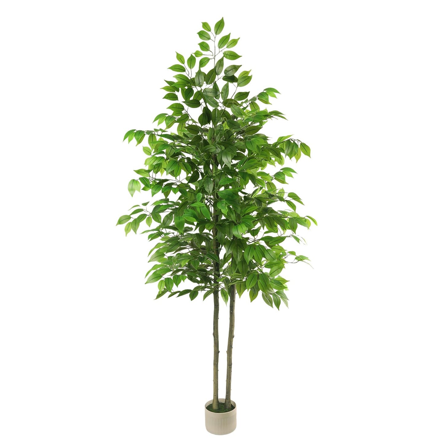Artificial Ficus Tree 6FT Tall, Artificial Plants Indoor with White Planter Faux Ficus Tree Realistic Faux Silk Plant for Home Office Living Room, Porch, Garden Decor
