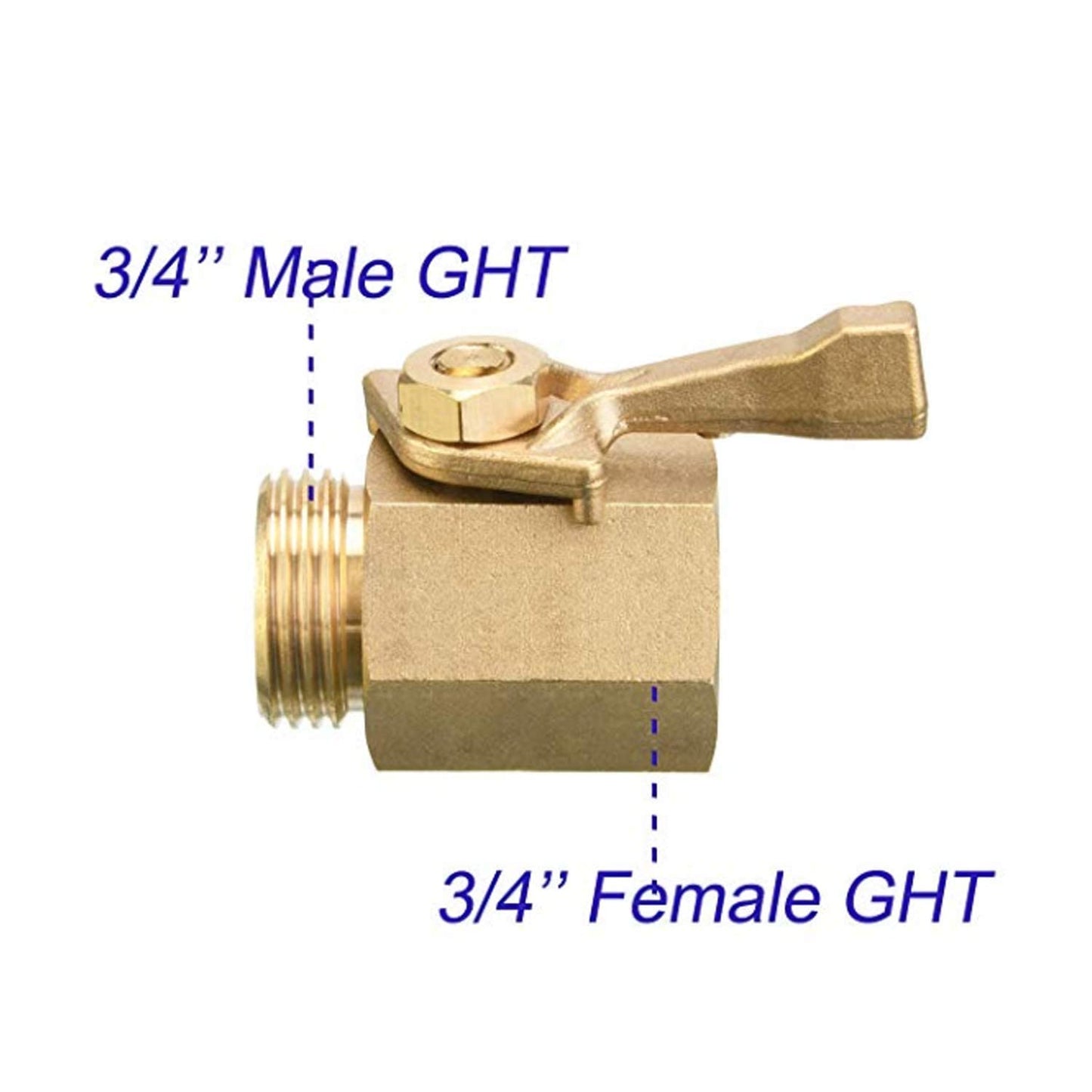 Hourleey 2 Pack Solid Brass Garden Hose Shut Off Valve with 2 Extra Rubber Washers, 3/4 Inch, Gate Valve, Hose Valve, Brass