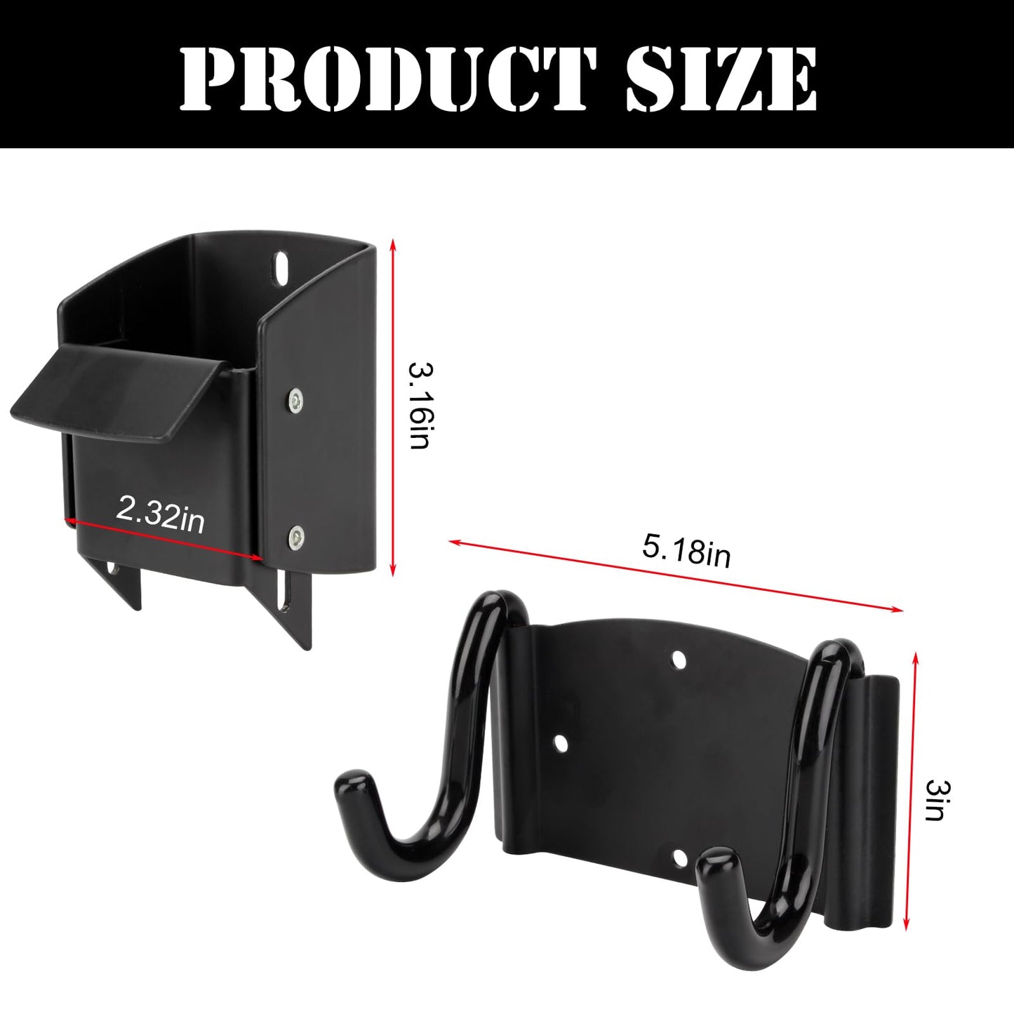 DIICCYO Heavy-Duty Wheelbarrow Storage Bracket Hook, Wheelbarrow Holder Trolley Storage Bracket with Top Lift Latch Storage Hook for Most Wheelbarrows for Outdoor Use, Black