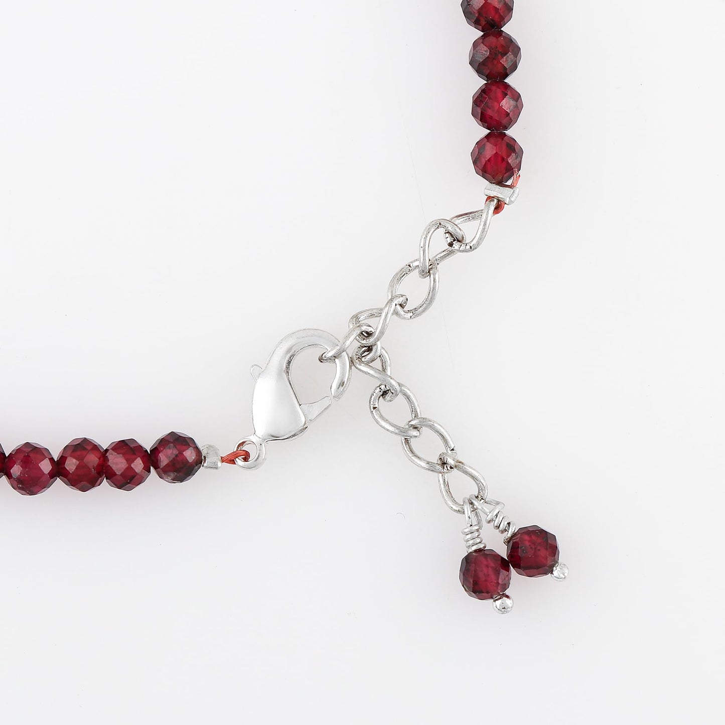 Gemkora Natural Real Rhodolite Garnet Crystals Bracelet, 3mm Best Grade Micro Cut Beads, Chakra Healing Gemstone, Beautiful Simple Jewelry, Silver Plated Jewelry 7+1 inch