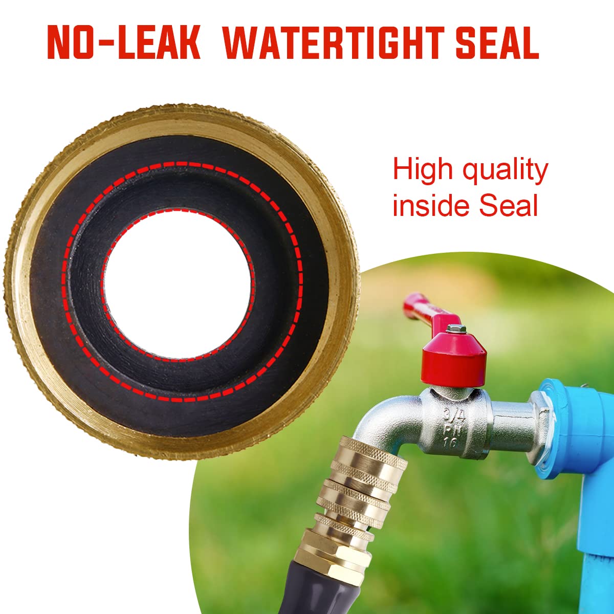 YAMATIC Garden Hose Quick Connect Water Hose Fittings - 3/4" Thread - High Grade Brass Durability and Leak Free Upgrade(4 PACK)