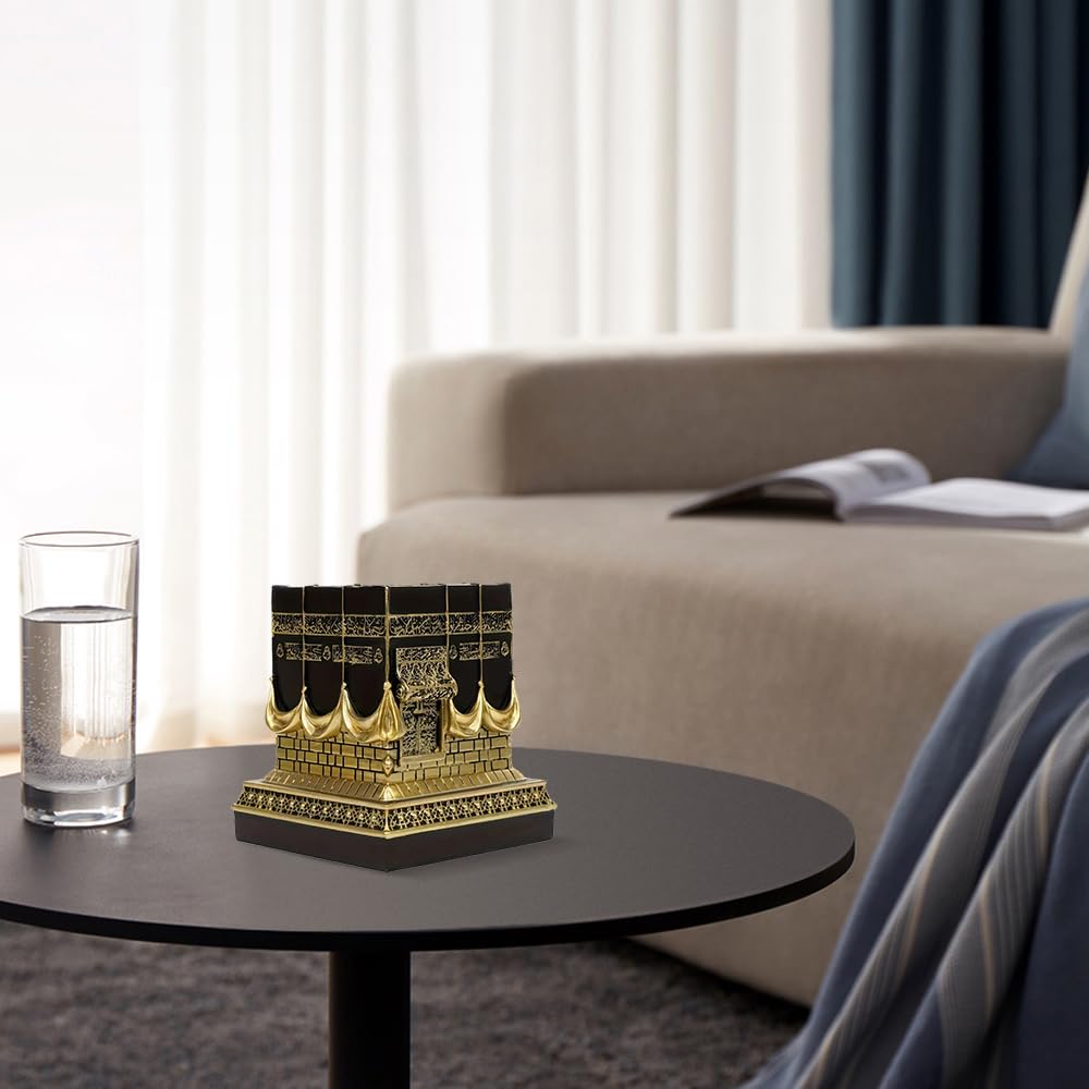 Will Art Museum Islamic Kaba Replice Model, Muslim Turkish Home Table Decorations Perfect Islamic Ramadan Showpiece Eid Gifts Bookend Gold Plated Traditional Home Table Fireplace Decor