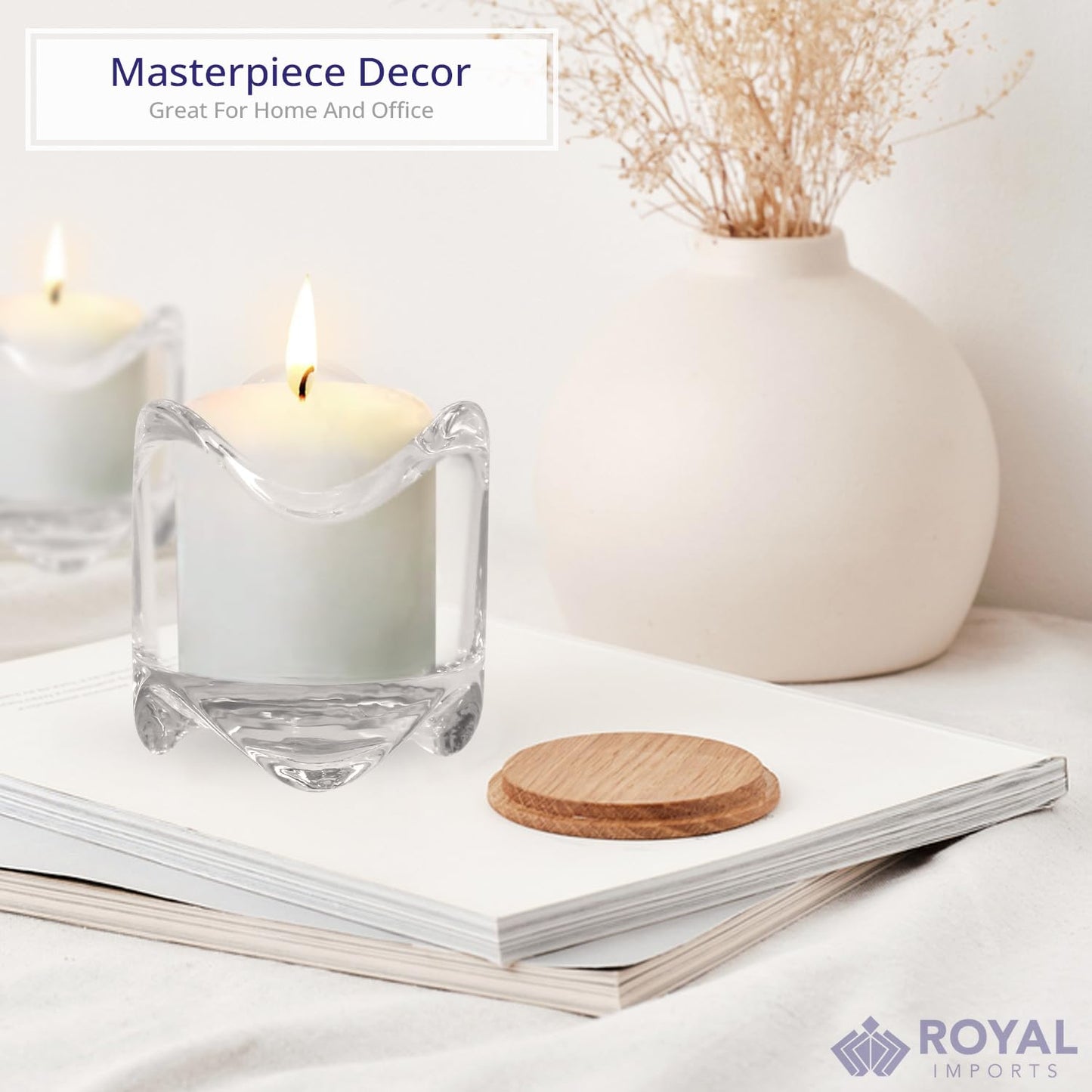 Royal Imports Tea Lights Votive Candles Holders (Set of 6), 2 in. Glass Candle Cups, Wedding Table Centerpiece, Home Decor, Party, Dinner & More