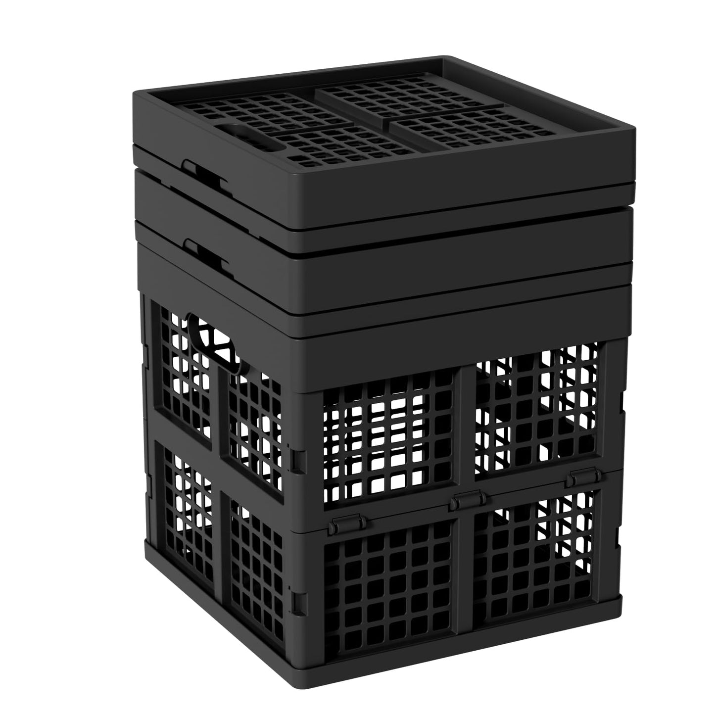 Xeabia 18 L Square Milk Crate, Plastic Stackable Storage Milk Crates, 3 Pack, Black