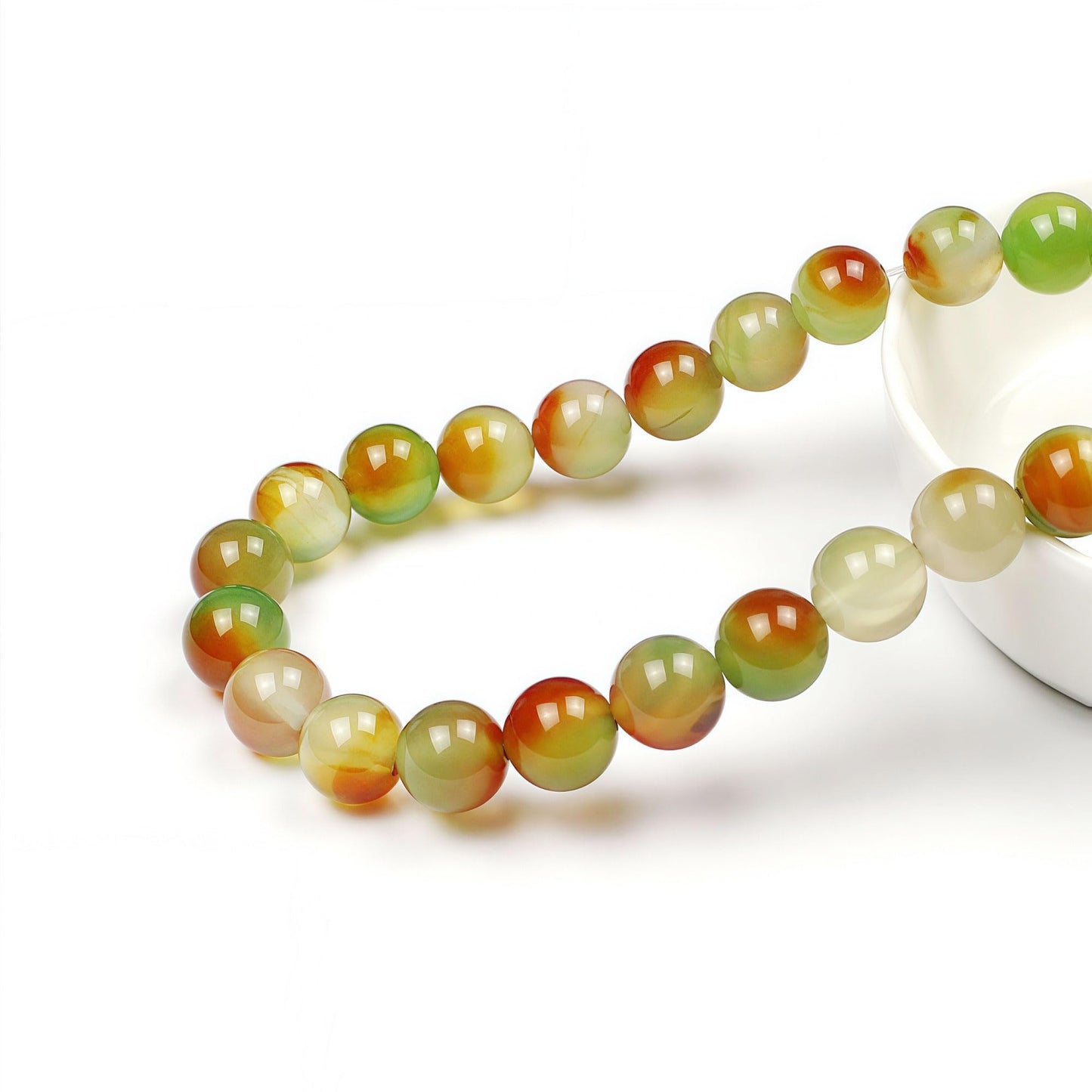 MJDCB Natural Peacock Agate Beads Red Green Agate Beads Round Stone Beads for DIY Necklace Bracelat Jewelry Making Strand 15" (6mm)