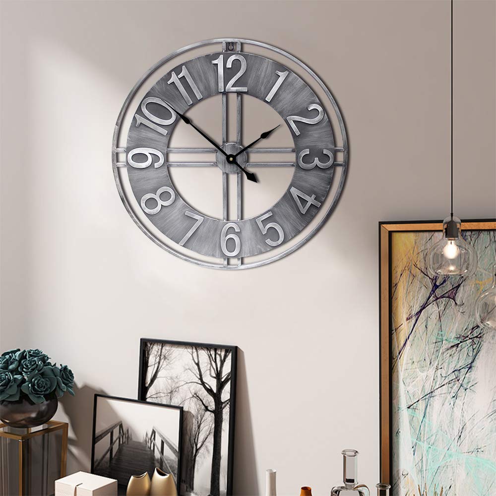 YIDIE 30 inch Large Wall Clock Decorative Solid Metal Retro Decor for Home Farmhouse Living Room