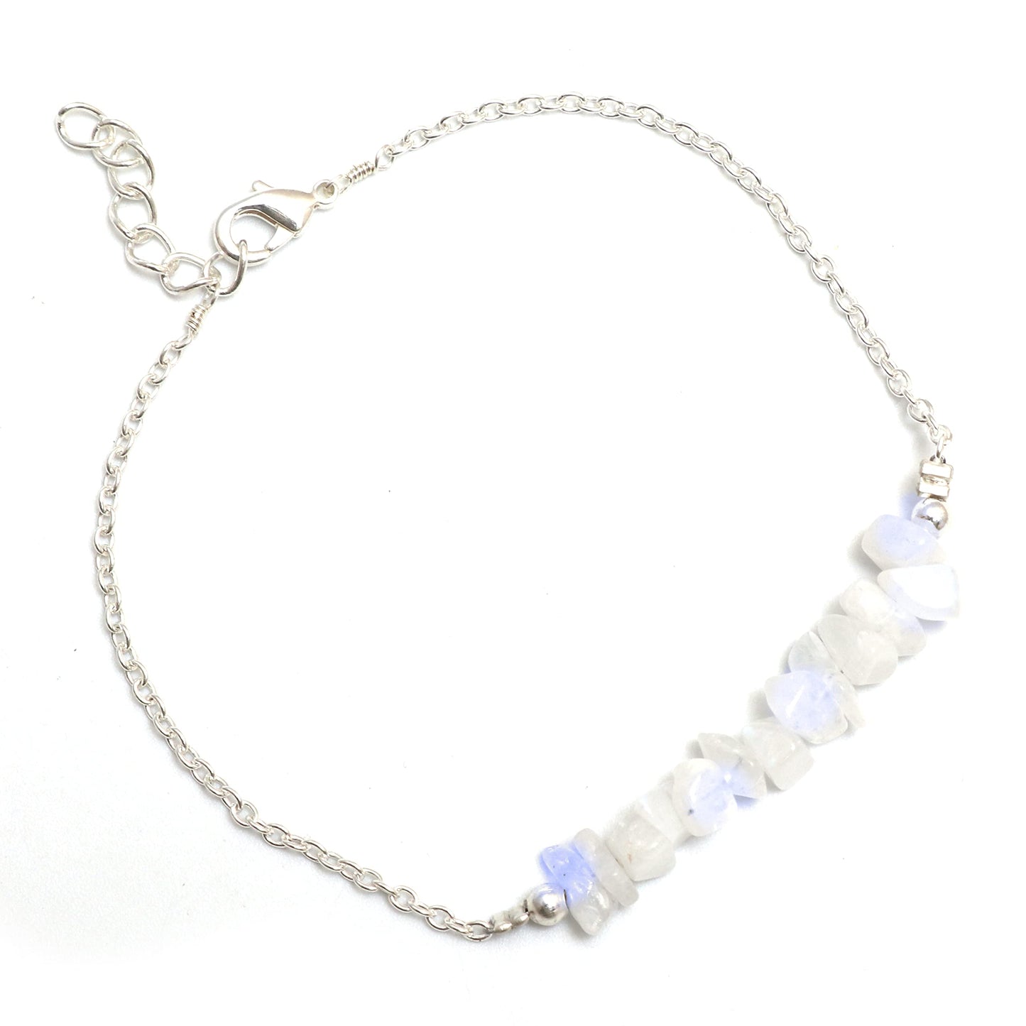 Gempires Natural Gemstone Chip Bar Bracelet for Women, Crystal Healing Bracelet, Multiple Gemstone Options, Adjustable Yellow Gold Plated Chain (7” + 1” Extender), Dainty Stackable Jewelry Gift for Her (Moonstone)